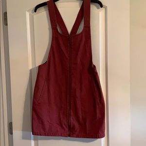 Red/pink denim zip up dress